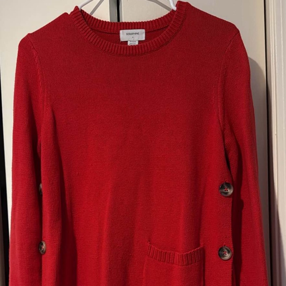 Vibrant Red Button-Side Sweater - image 1